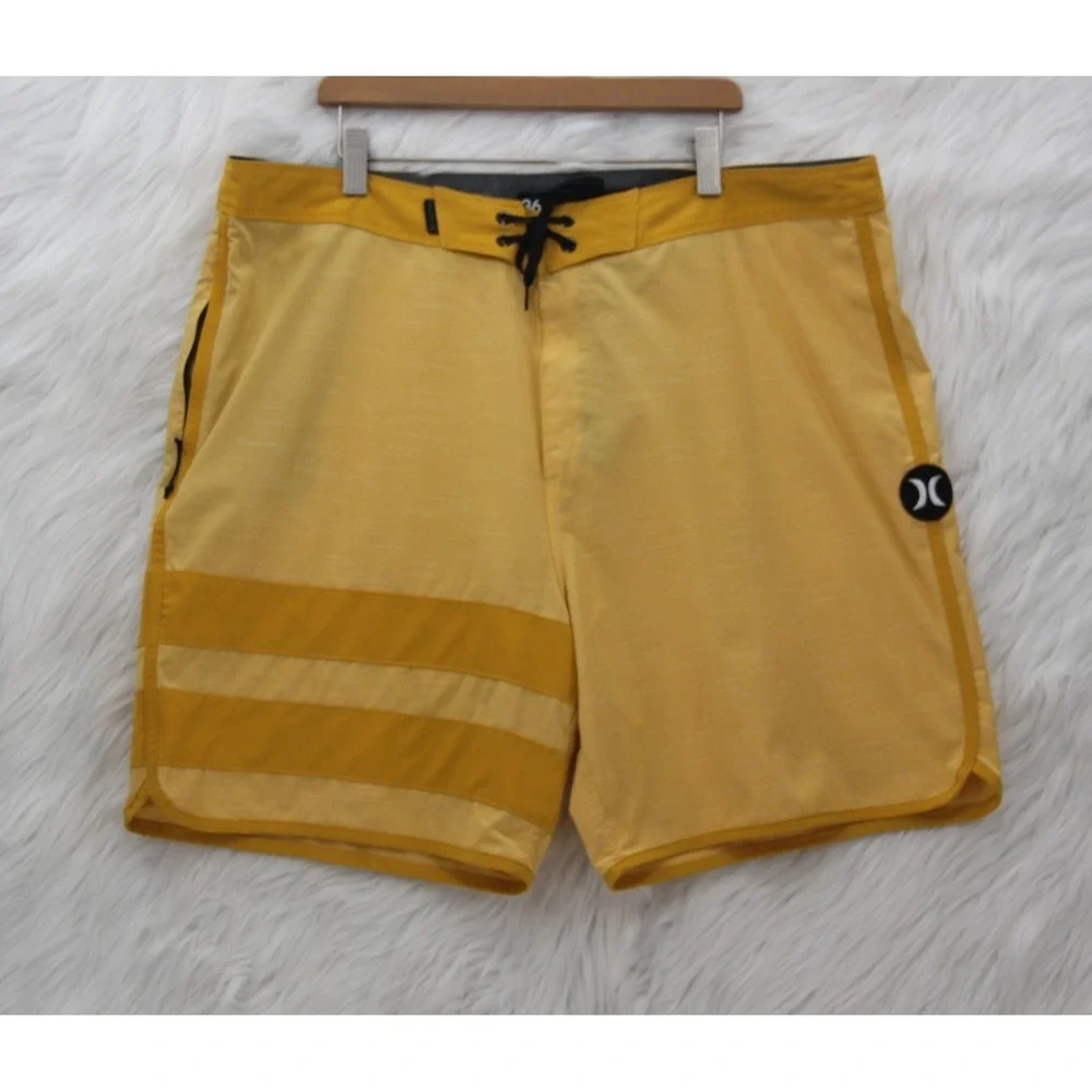 (2)Lot Mens Surf Board Shorts Swim Trunks 36 Hurley Floral Beach Phantom Yellow